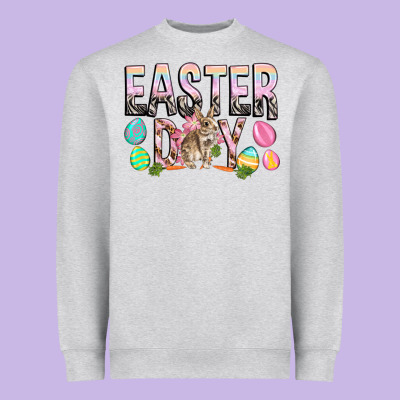 Easter Day With Rabbit Heavyweight Sweatshirt Designed By Howdyjamesfarm