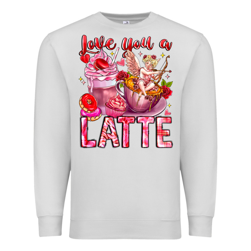 Love You Latte Valentine Cupid Premium Sweatshirt by CowhideDigitalArt | Teevron