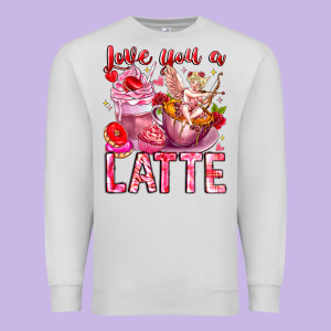 Love You Latte Valentine Cupid Premium Sweatshirt Designed By Cowhidedigitalart