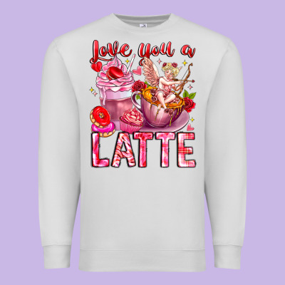 Love You Latte Valentine Cupid Premium Sweatshirt Designed By Cowhidedigitalart