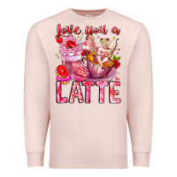 Pale Pink Love You Latte Valentine Cupid Premium Sweatshirt - CowhideDigitalArt