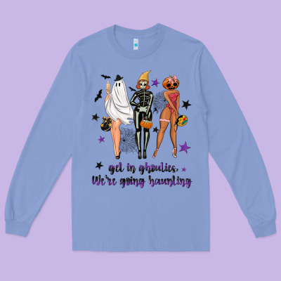 Get In Ghoulies Were Going Haunting Long Sleeve Tee Designed By Nancycooperartshop