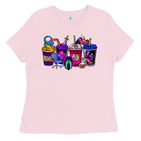 Bubblegum Pink gaming coffee cups Ladies Tee - NancyCooperArtShop
