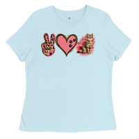 Baby Blue Peace Love Cats Ladies Tee - Jasminsmagicworld