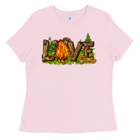 Bubblegum Pink camping love Ladies Tee - NancyCooperArtShop