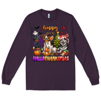 Plum happy hallothanksmas dogs Long Sleeve Tee - texasbilliewilder