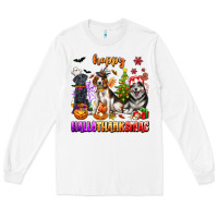 White happy hallothanksmas dogs Long Sleeve Tee - texasbilliewilder