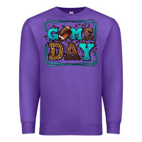Purple Game day American Football leopard frame Premium Sweatshirt - LillyAllenDesigns