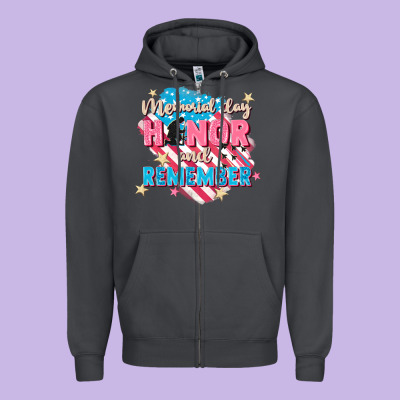 Memorial Day Honor And Remember Zipper Hoodie Designed By Fadigitalartstudio
