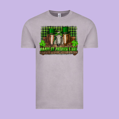 Happy St. Patrick's Day Horses With Leprechaun Hat And Bandana Vintage Tee Designed By Ranaportraitstore