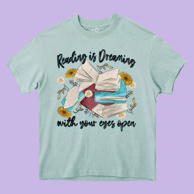 Reading Is Dreaming With Your Eyes Open Heavy Core Tee Designed By Maliassmallbusiness
