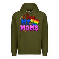 Army Green I love my moms Premium Hoodie - FaDigitalArtStudio