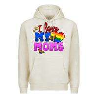 Oatmeal Heather I love my moms Premium Hoodie - FaDigitalArtStudio