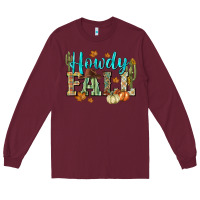 Burgundy Western howdy Fall Long Sleeve Tee - NancyCooperArtShop