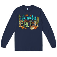 Navy Western howdy Fall Long Sleeve Tee - NancyCooperArtShop