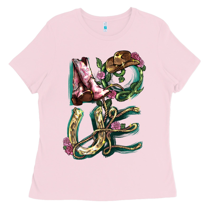 Love Boots Horseshoe Cowboy Ladies Tee by NancyCooperArtShop | Teevron