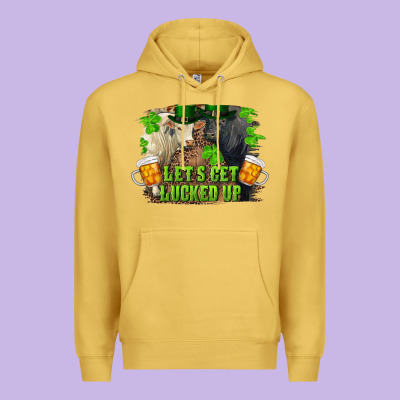 Let's Get Lucked Up Charolais And Black Angus Bull Premium Hoodie Designed By Ranaportraitstore