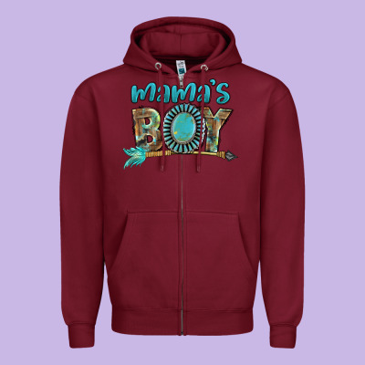 Mama's Boy Mother's Day Zipper Hoodie Designed By Fadigitalartstudio