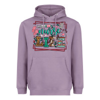Lavender Nurse life leopard frame Heavyweight Hoodie - LillyAllenDesigns