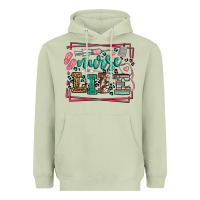 Matcha Nurse life leopard frame Heavyweight Hoodie - LillyAllenDesigns