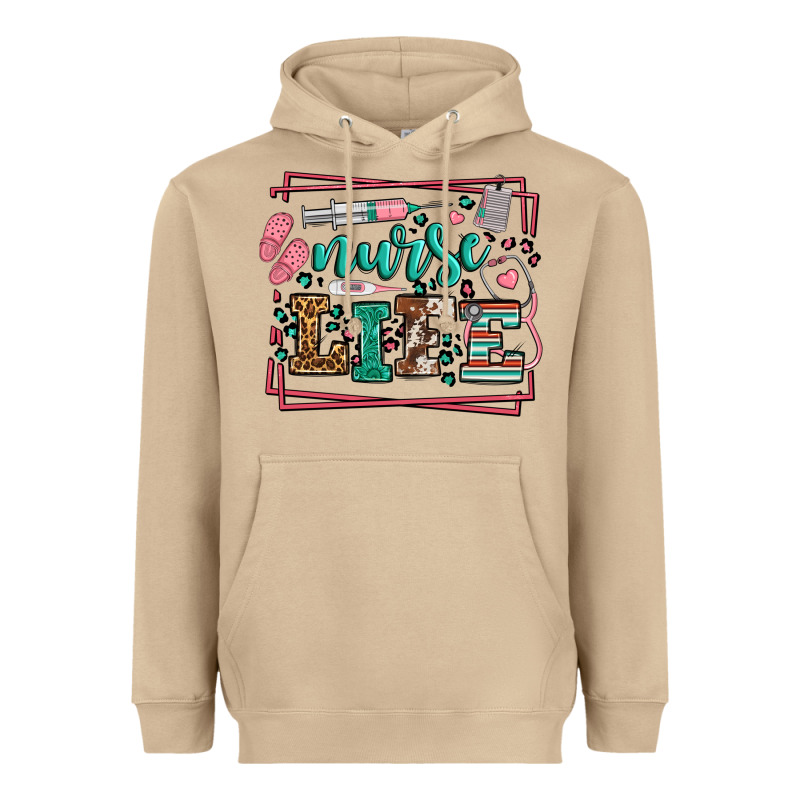Nurse Life Leopard Frame Heavyweight Hoodie by LillyAllenDesigns | Teevron