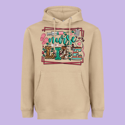 Nurse Life Leopard Frame Heavyweight Hoodie Designed By Lillyallendesigns