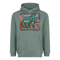 Sage Nurse life leopard frame Heavyweight Hoodie - LillyAllenDesigns