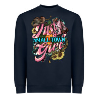 Navy Just a small town girl Heavyweight Sweatshirt - HowdyJamesFarm