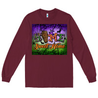 Burgundy Home sweet home Long Sleeve Tee - NancyCooperArtShop