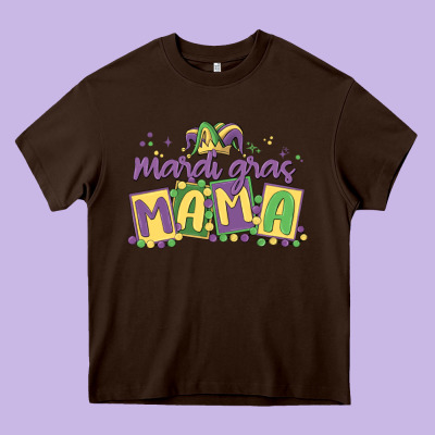 Mardi Gras Mama Heavy Core Tee Designed By Maliassmallbusiness