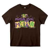 Chocolate Brown mardi gras mama Heavy Core Tee - MaliasSmallBusiness