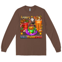 Chestnut Happy Hallothanksmas coffee cups Long Sleeve Tee - texasbilliewilder