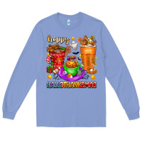 Colony Blue Happy Hallothanksmas coffee cups Long Sleeve Tee - texasbilliewilder