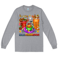 Happy Hallothanksmas Coffee Cups Long Sleeve Tee | Teevron