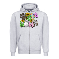 Heather Grey Dog mom Easter Mother's Day Zipper Hoodie - FaDigitalArtStudio