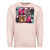 Pale Pink Racing leopard frame mama Mother's Day Premium Sweatshirt - LillyAllenDesigns