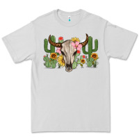 Dove Grey bull skull with cactus Premium Tee - MaliasSmallBusiness