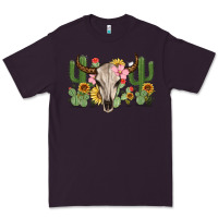 Plum bull skull with cactus Premium Tee - MaliasSmallBusiness