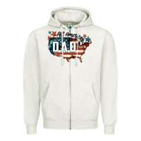 Oatmeal Heather All american dad Zipper Hoodie - FaDigitalArtStudio