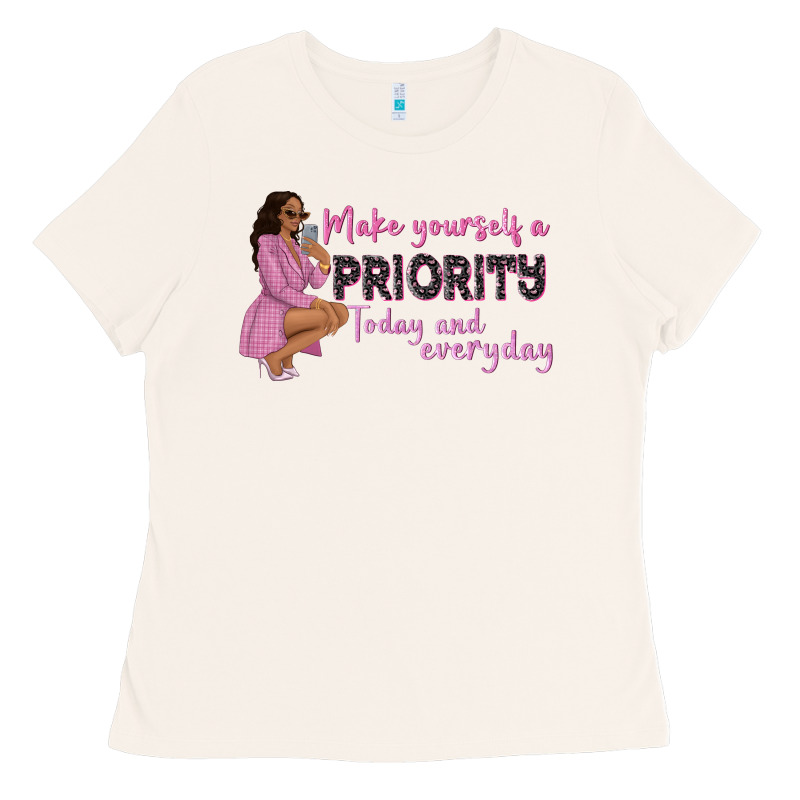 Make Yourself A Priority Today And Everyday Afro W Ladies Tee by NancyCooperArtShop | Teevron