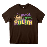 Chocolate Brown mardi gras queen Heavy Core Tee - MaliasSmallBusiness