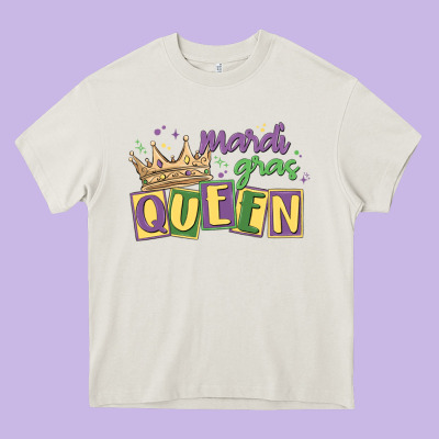 Mardi Gras Queen Heavy Core Tee Designed By Maliassmallbusiness