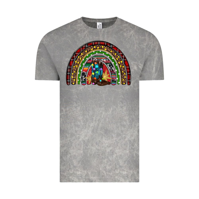 Christmas Cowboy Boots Rainbow Vintage Tee by RanaPortraitStore | Teevron