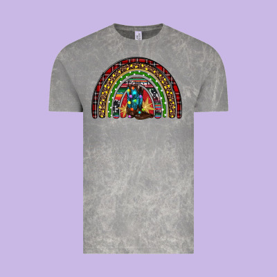 Christmas Cowboy Boots Rainbow Vintage Tee Designed By Ranaportraitstore