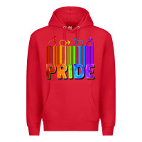 Red Pride Barcode Premium Hoodie - FaDigitalArtStudio