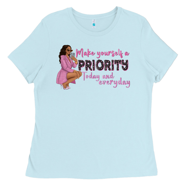 Make Yourself A Priority Today And Everyday Afro W Ladies Tee by NancyCooperArtShop | Teevron
