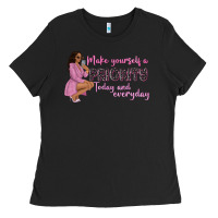 Black make yourself a priority today and everyday afro w Ladies Tee - NancyCooperArtShop