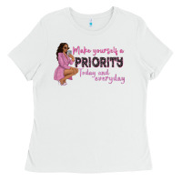 White make yourself a priority today and everyday afro w Ladies Tee - NancyCooperArtShop