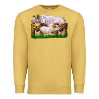 Antique Gold Mom With White Chester Pig And Baby Pig Premium Sweatshirt - LillyAllenDesigns