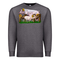 Charcoal Heather Mom With White Chester Pig And Baby Pig Premium Sweatshirt - LillyAllenDesigns